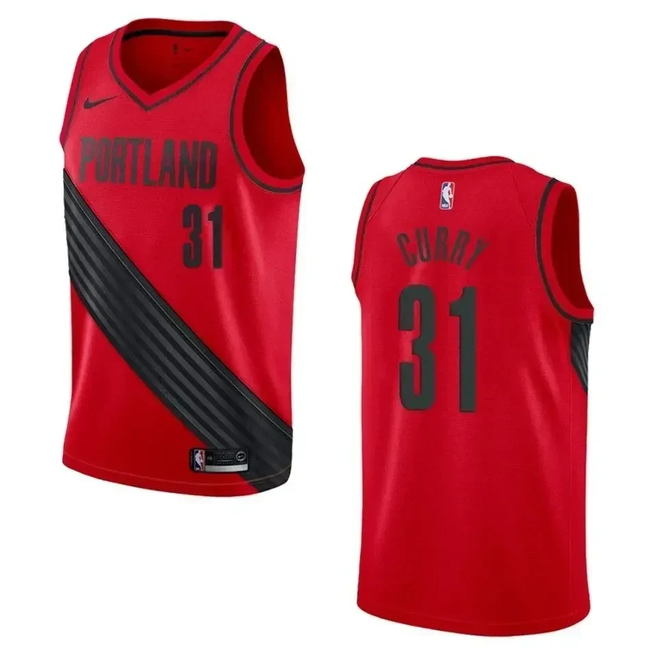 Men's Portland Trail Blazers 31 Seth Curry Statement Swingman Jersey - Red - JS252 