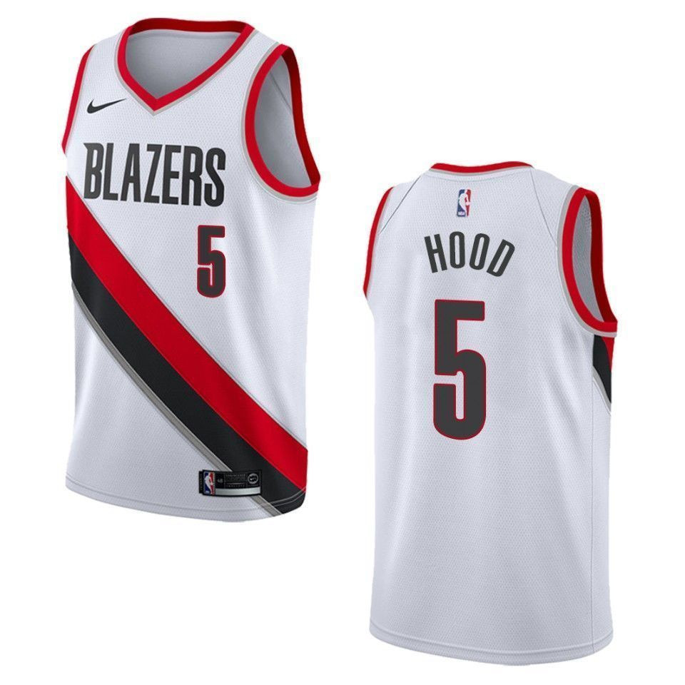 Men's Portland Trail Blazers 5 Rodney Hood Association Swingman Jersey - White - JS419 