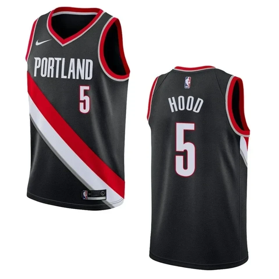 Men's Portland Trail Blazers 5 Rodney Hood Icon Swingman Jersey - Black - JS701 
