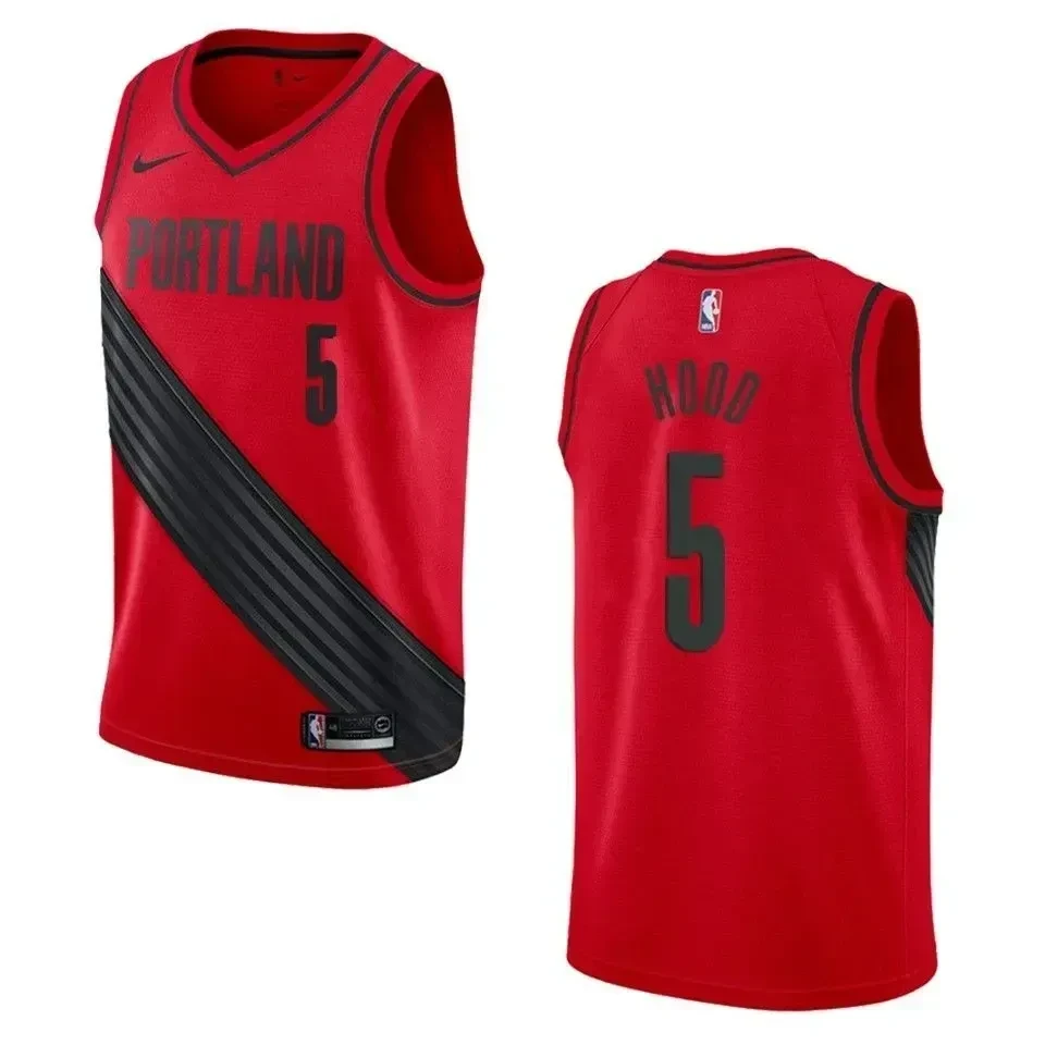 Men's Portland Trail Blazers 5 Rodney Hood Statement Swingman Jersey - Red - JS657 