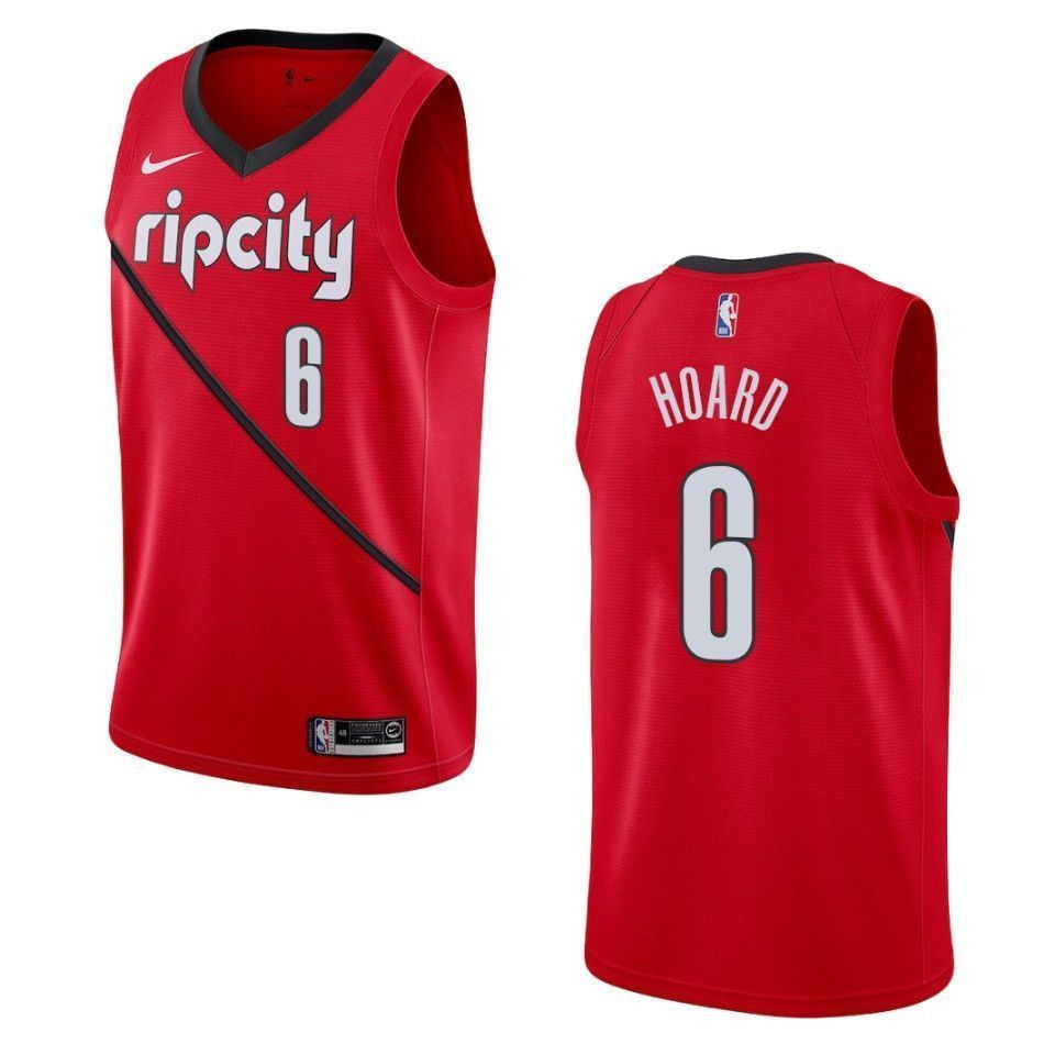 Men's Portland Trail Blazers 6 Jaylen Hoard Earned Swingman Jersey - Red - JS123 