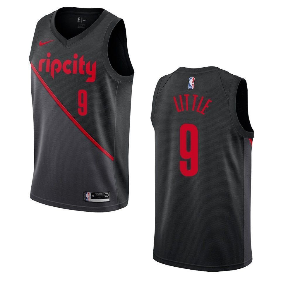 Men's Portland Trail Blazers 9 Nassir Little City Swingman Jersey - Black - JS433 