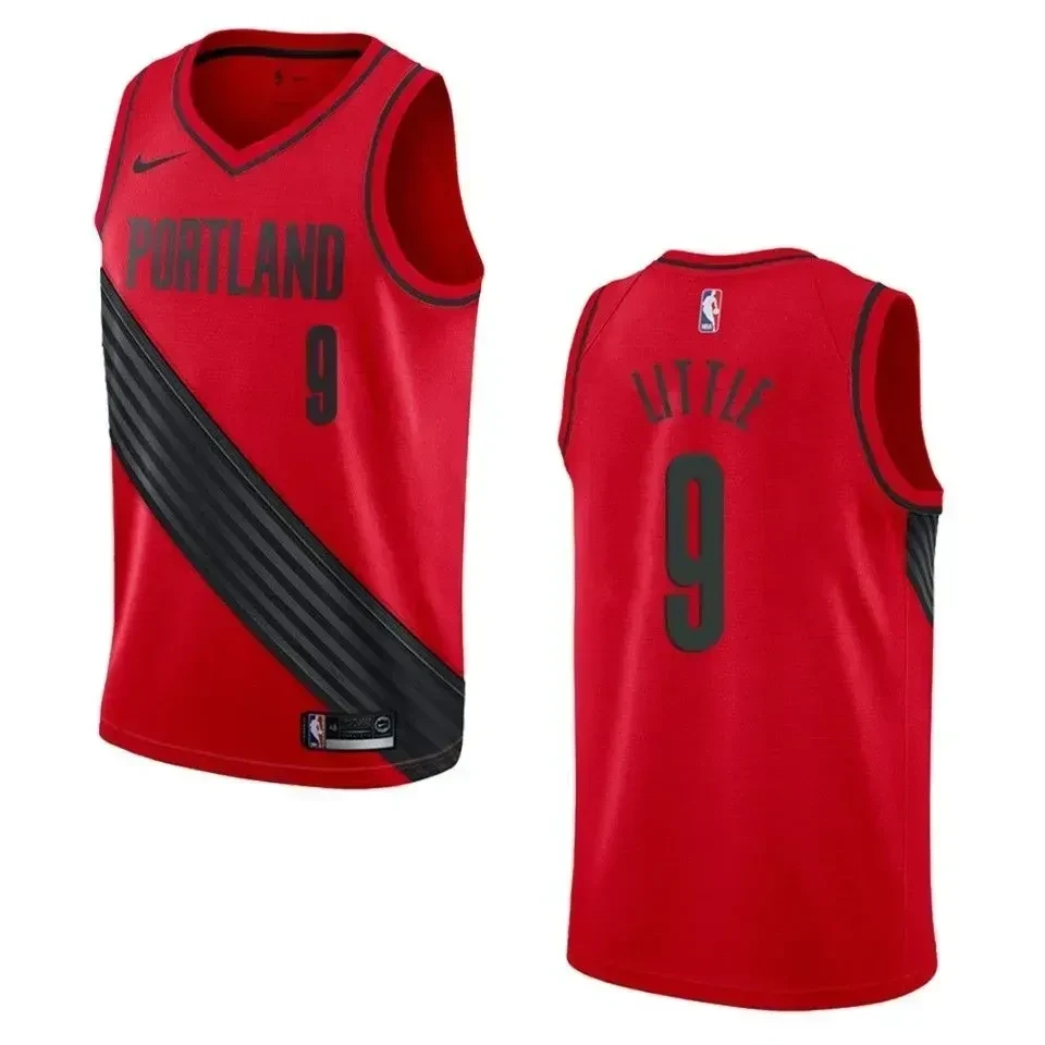 Men's Portland Trail Blazers 9 Nassir Little Statement Swingman Jersey - Red - JS166 
