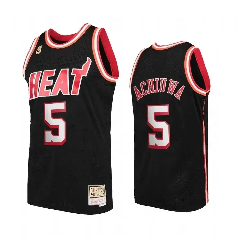 Men's Precious Achiuwa 5 Miami Heat Hardwood Classics Jersey Black - JS594 