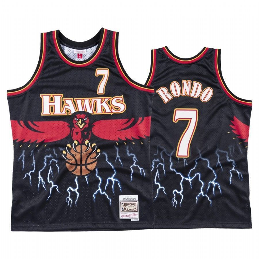 Men's Rajon Rondo 7 Atlanta Hawks Black Lightning Jersey - JS465 