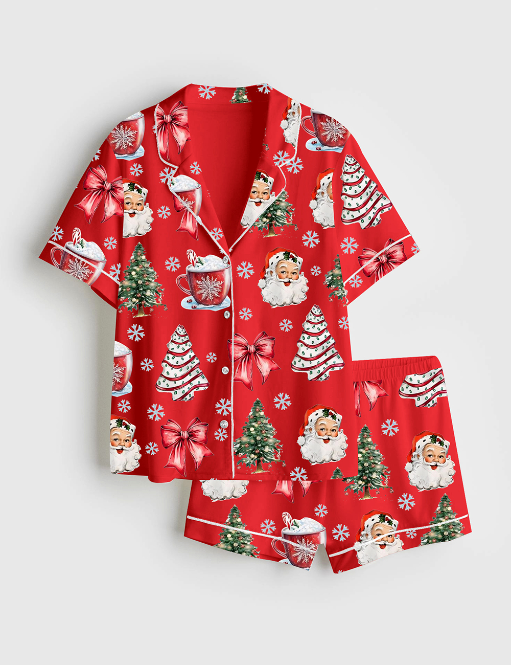 Men's Retro Coquette Christmas Satin Family Pajama Set