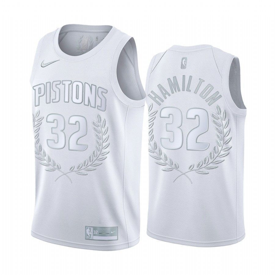 Men's Richard Hamilton 32 Detroit Pistons White Retired Number Jersey - JS738 