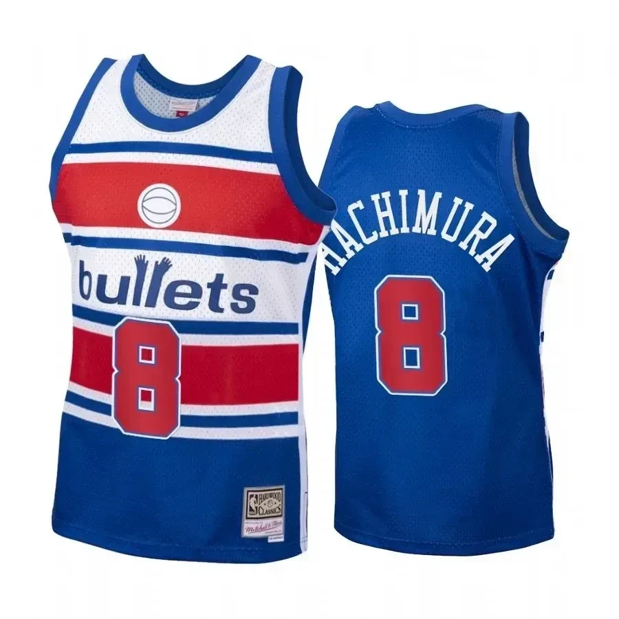 Men's Rui Hachimura 8 Washington Wizards Blue Hardwood Classics Jersey - JS592
