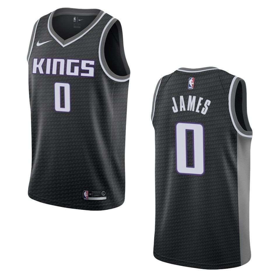 Men's Sacramento Kings 0 Justin James Statement Swingman Jersey - Black - JS736 