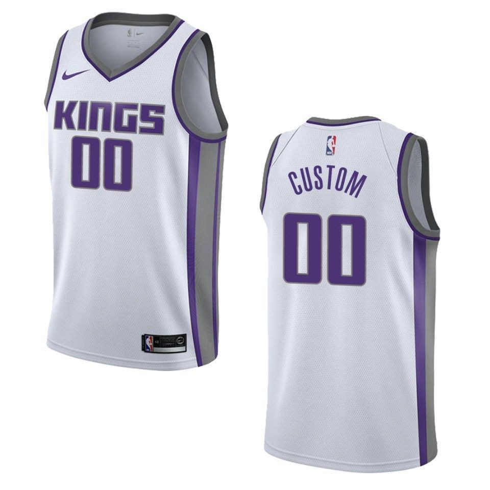 Men's Sacramento Kings 00 Custom Association Swingman Jersey - White - JS402 