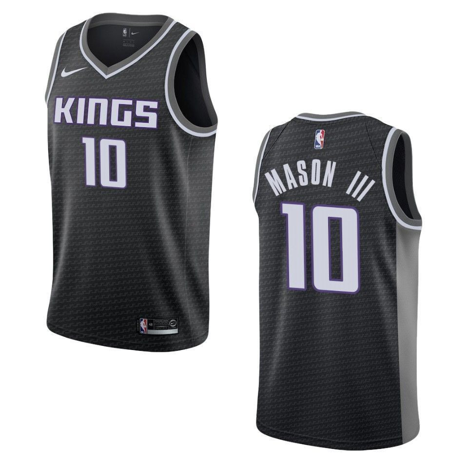 Men's Sacramento Kings 10 Frank Mason Iii Statement Swingman Jersey - Black - JS365 