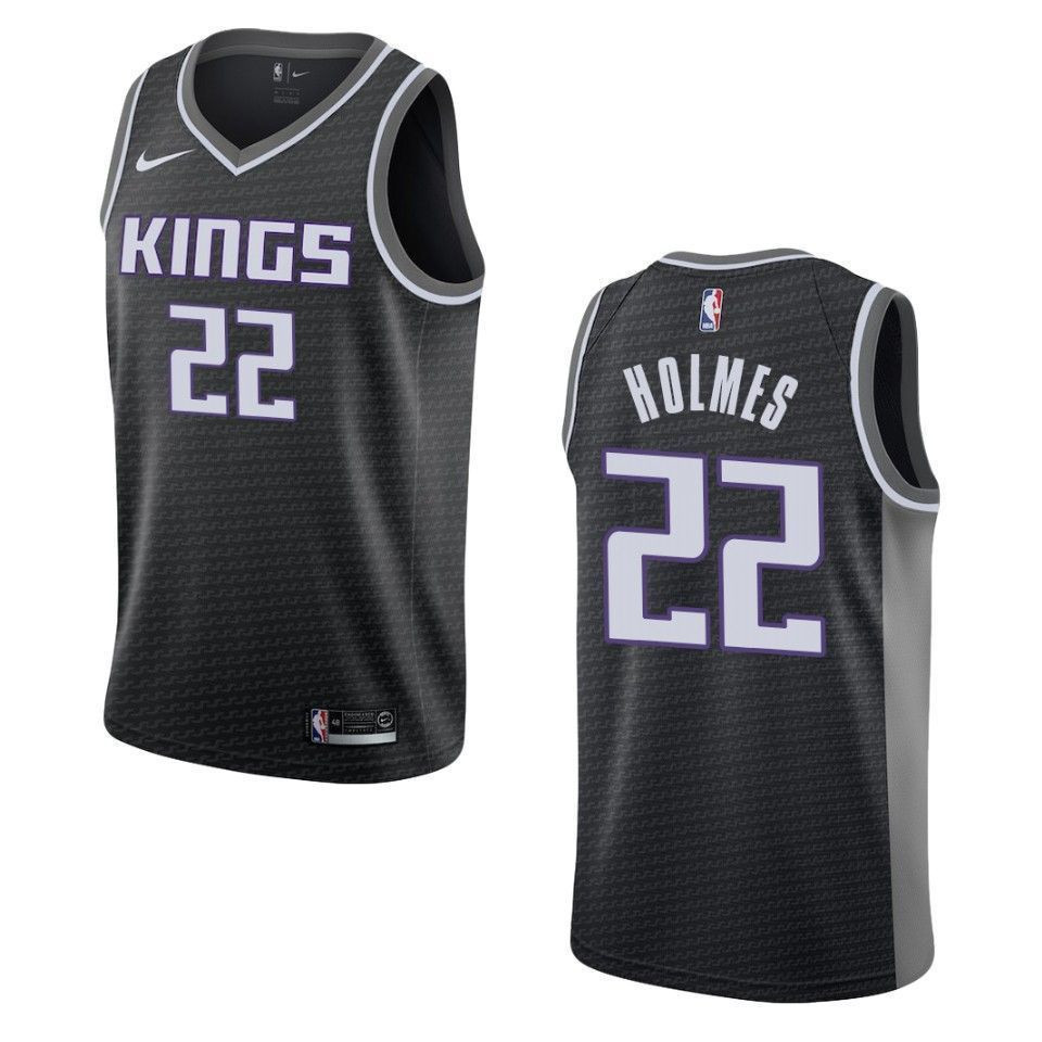 Men's Sacramento Kings 22 Richaun Holmes Statement Swingman Jersey - Black - JS942 