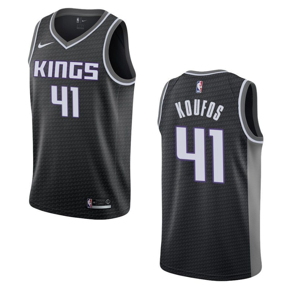 Men's Sacramento Kings 41 Kosta Koufos Statement Swingman Jersey - Black - JS229 