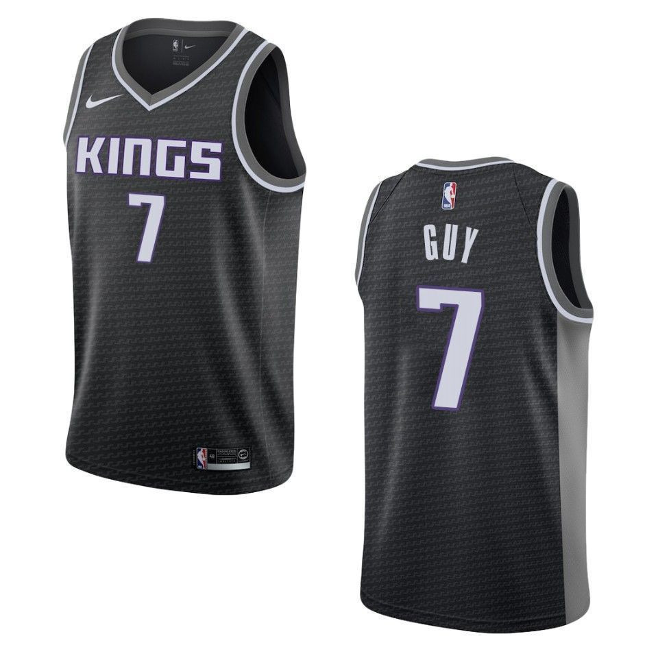 Men's Sacramento Kings 7 Kyle Guy Statement Swingman Jersey - Black - JS149 