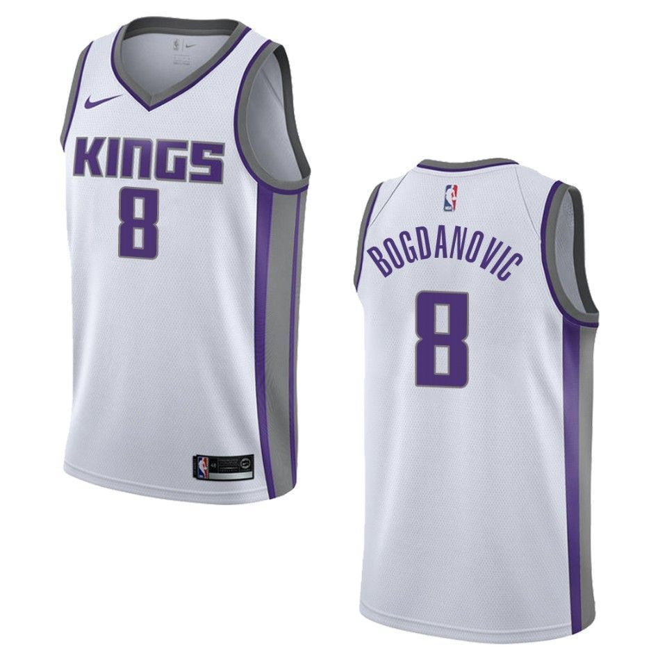 Men's Sacramento Kings 8 Bogdan Bogdanovic Association Swingman Jersey - White - JS325 