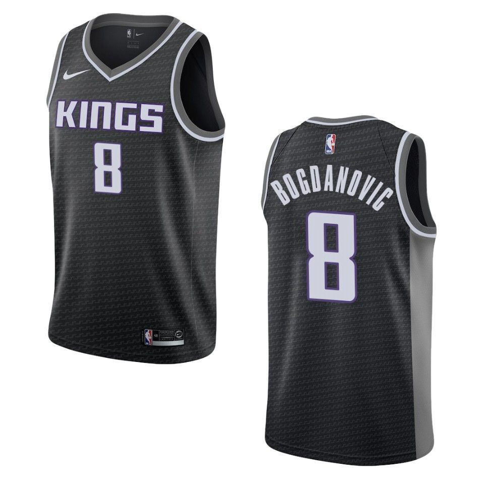 Men's Sacramento Kings 8 Bogdan Bogdanovic Statement Swingman Jersey - Black - JS941 