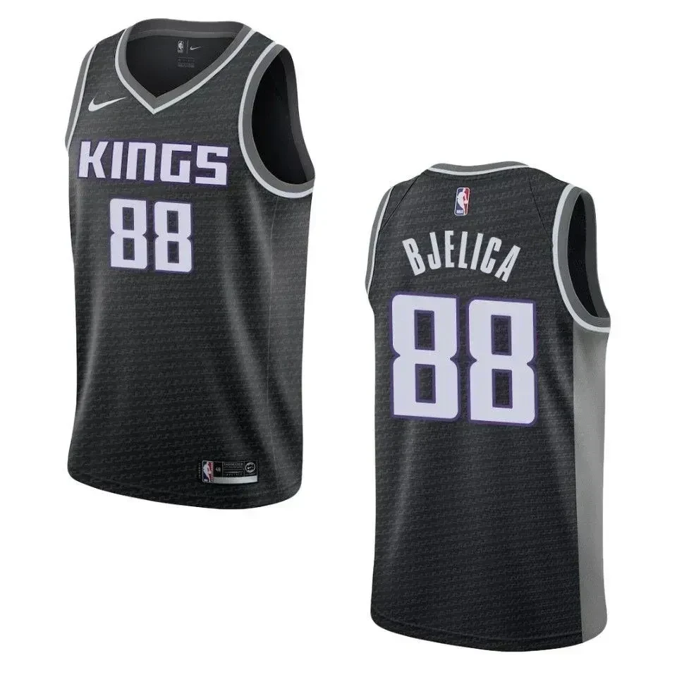 Men's Sacramento Kings 88 Nemanja Bjelica Statement Swingman Jersey - Black - JS978 