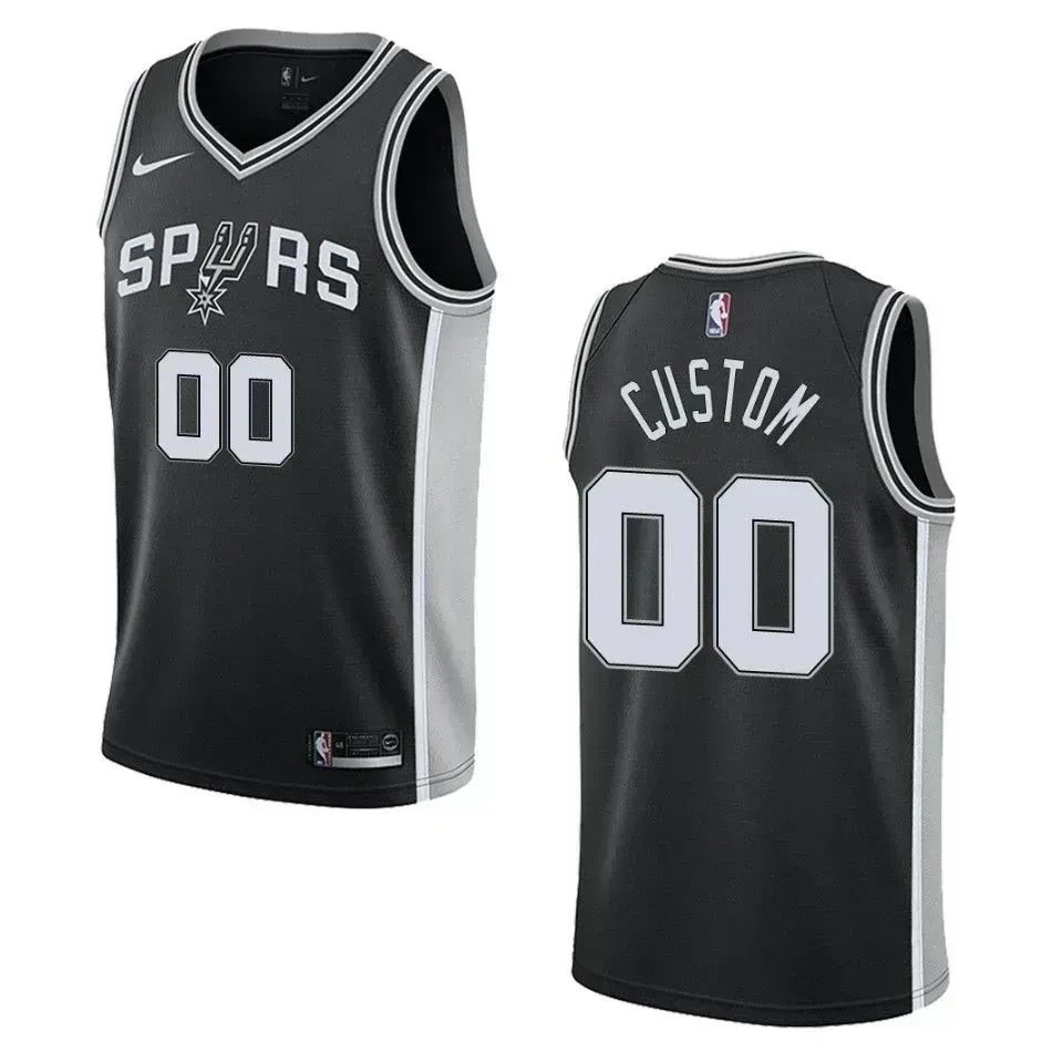 Men's San Antonio Spurs 00 Custom Icon Swingman Jersey - Black - JS641 