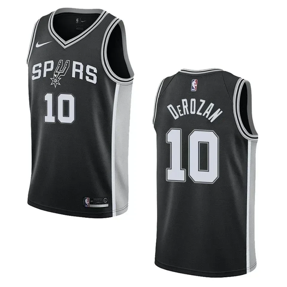 Men's San Antonio Spurs 10 Demar Derozan Icon Swingman Jersey - Black - JS312 