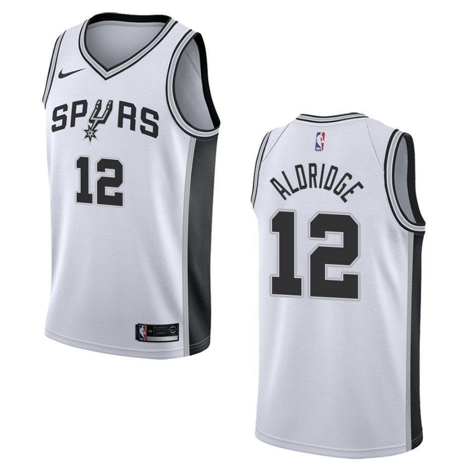 Men's San Antonio Spurs 12 Lamarcus Aldridge Association Swingman Jersey - White - JS990 