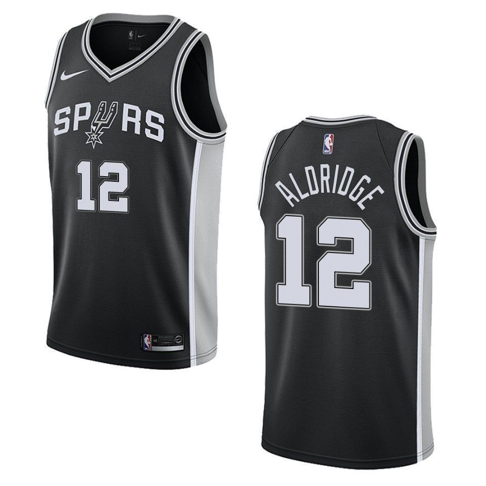 Men's San Antonio Spurs 12 Lamarcus Aldridge Icon Swingman Jersey - Black - JS792 