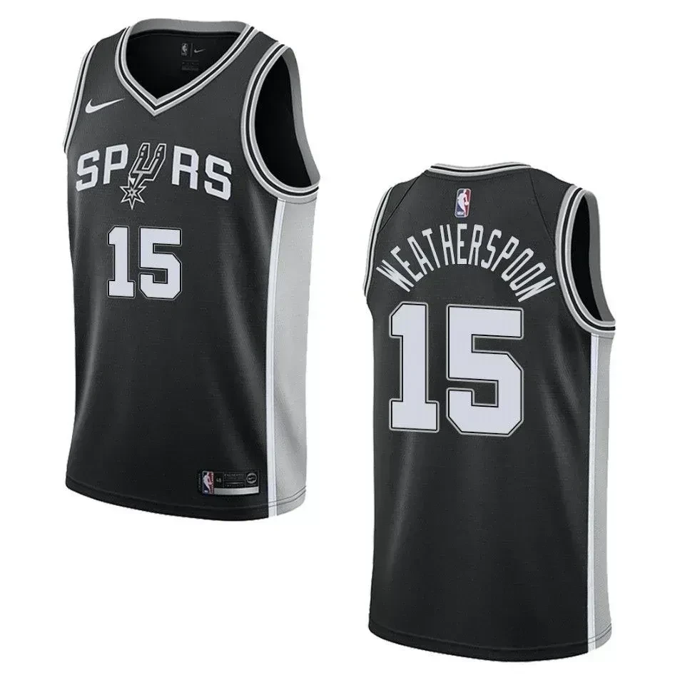 Men's San Antonio Spurs 15 Quinndary Weatherspoon Icon Swingman Jersey - Black - JS121 