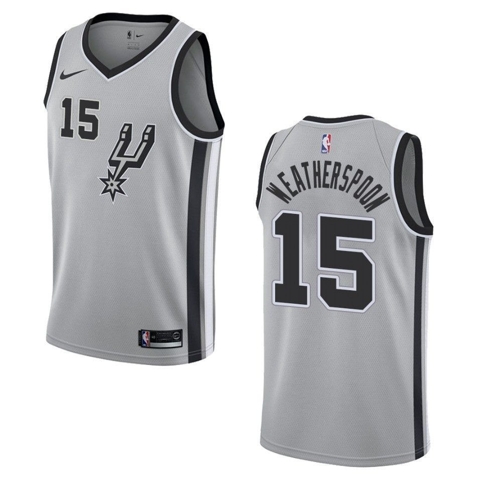 Men's San Antonio Spurs 15 Quinndary Weatherspoon Statement Swingman Jersey - Gray - JS114 