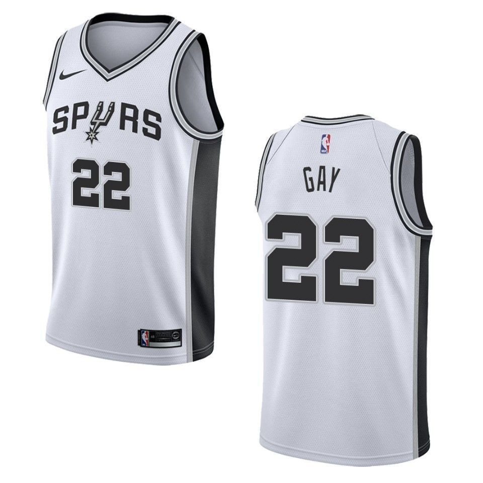 Men's San Antonio Spurs 22 Rudy Gay Association Swingman Jersey - White - JS153 
