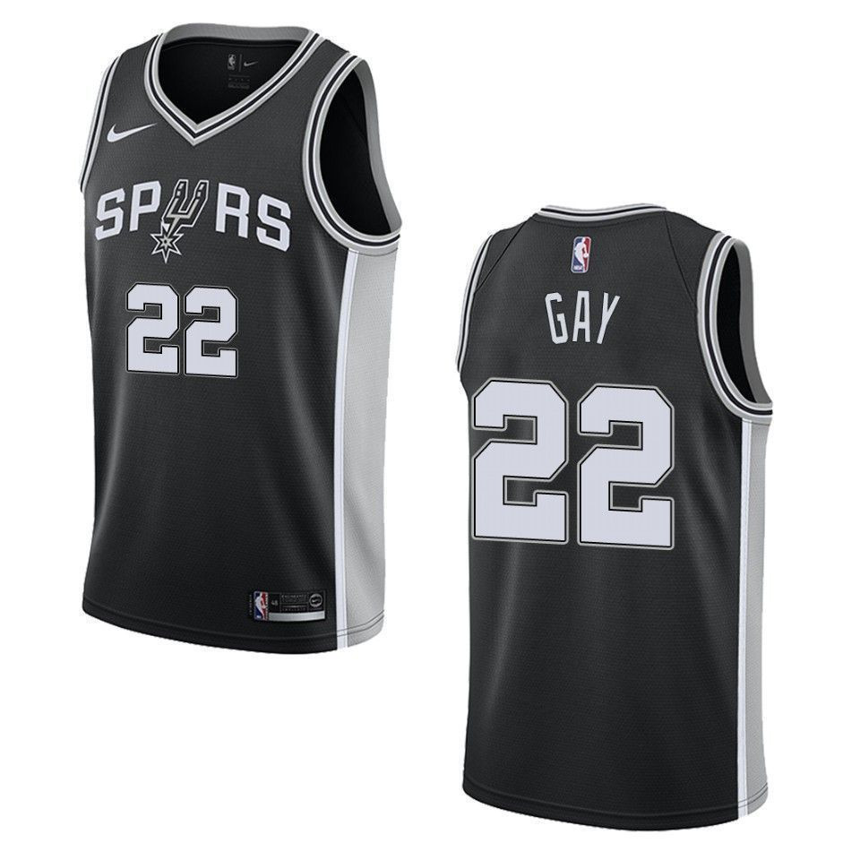 Men's San Antonio Spurs 22 Rudy Gay Icon Swingman Jersey - Black - JS549 