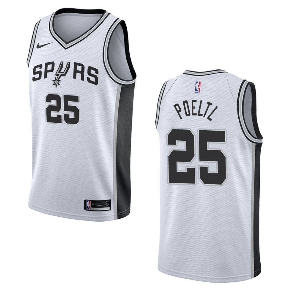 Men's San Antonio Spurs 25 Jakob Poeltl Association Swingman Jersey - White - JS910 