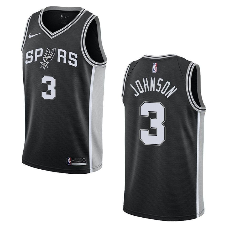 Men's San Antonio Spurs 3 Keldon Johnson Icon Swingman Jersey - Black - JS586 