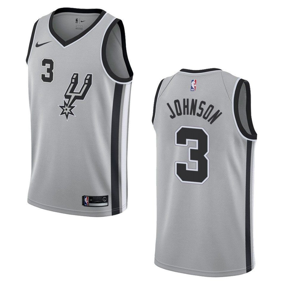 Men's San Antonio Spurs 3 Keldon Johnson Statement Swingman Jersey - Gray - JS597 