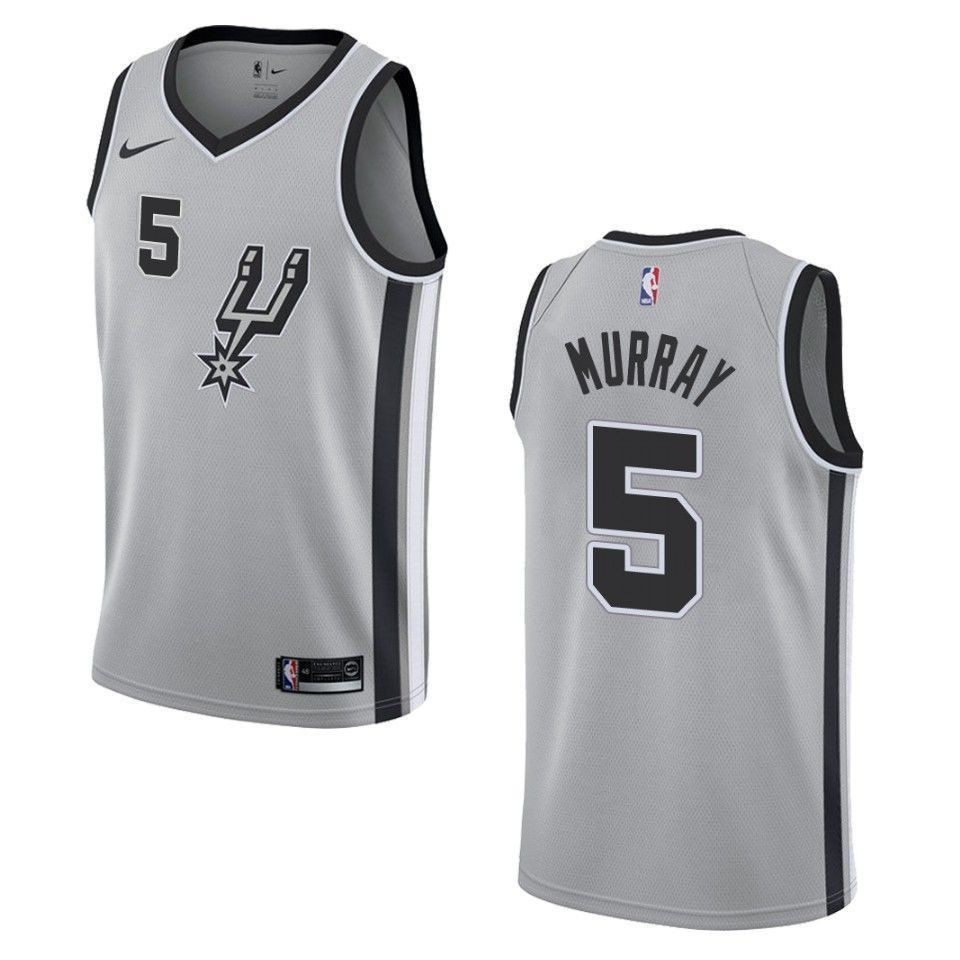 Men's San Antonio Spurs 5 Dejounte Murray Statement Swingman Jersey - Silver - JS613 