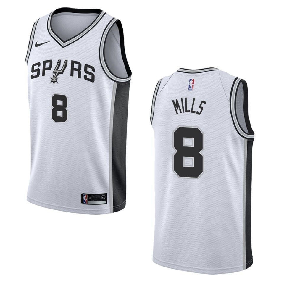 Men's San Antonio Spurs 8 Patty Mills Association Swingman Jersey - White - JS618 