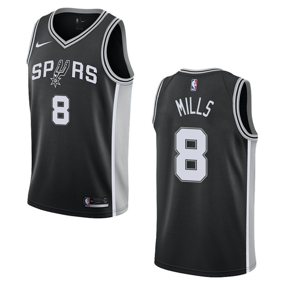 Men's San Antonio Spurs 8 Patty Mills Icon Swingman Jersey - Black - JS570 