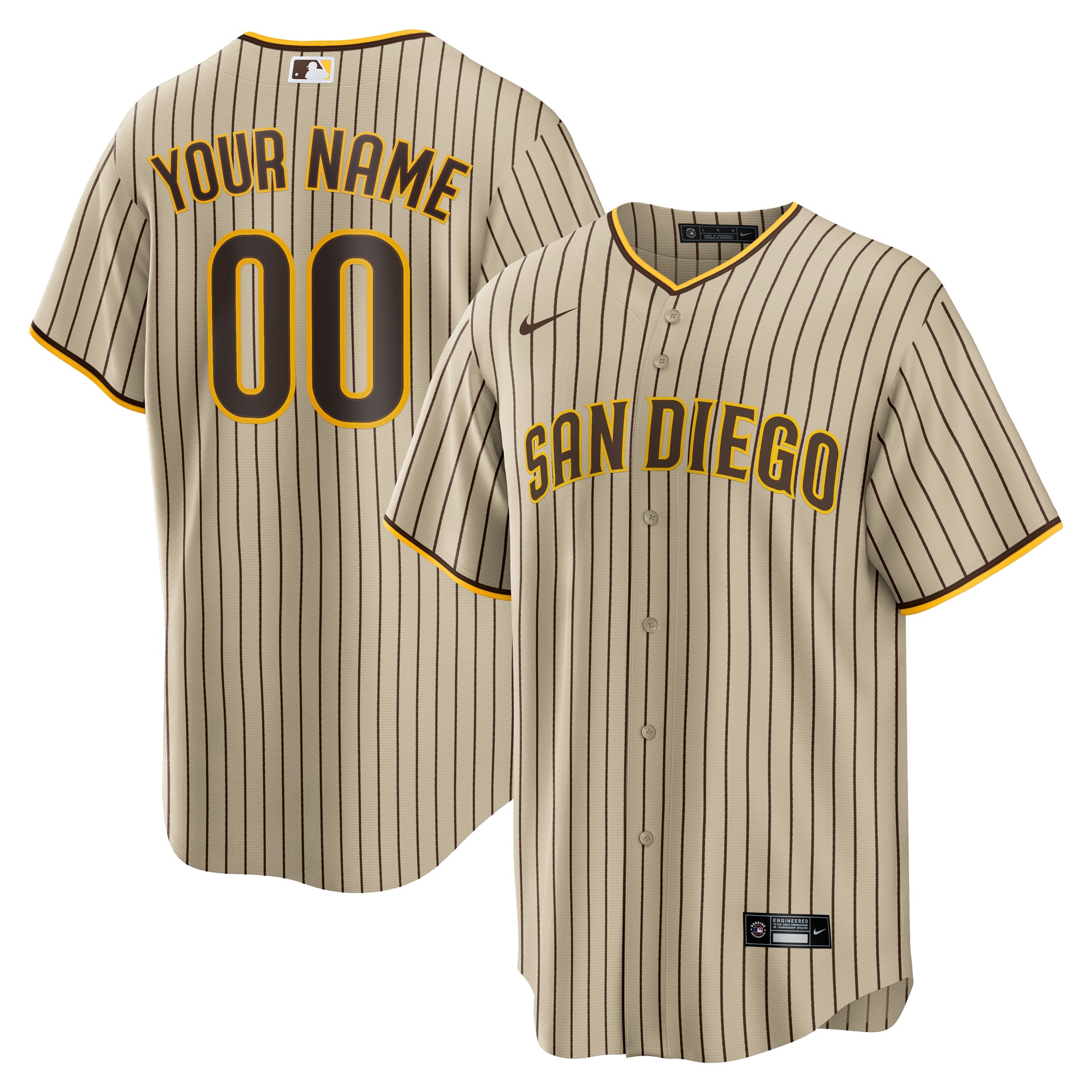 Men's San Diego Padres Brown Road Custom Jersey 