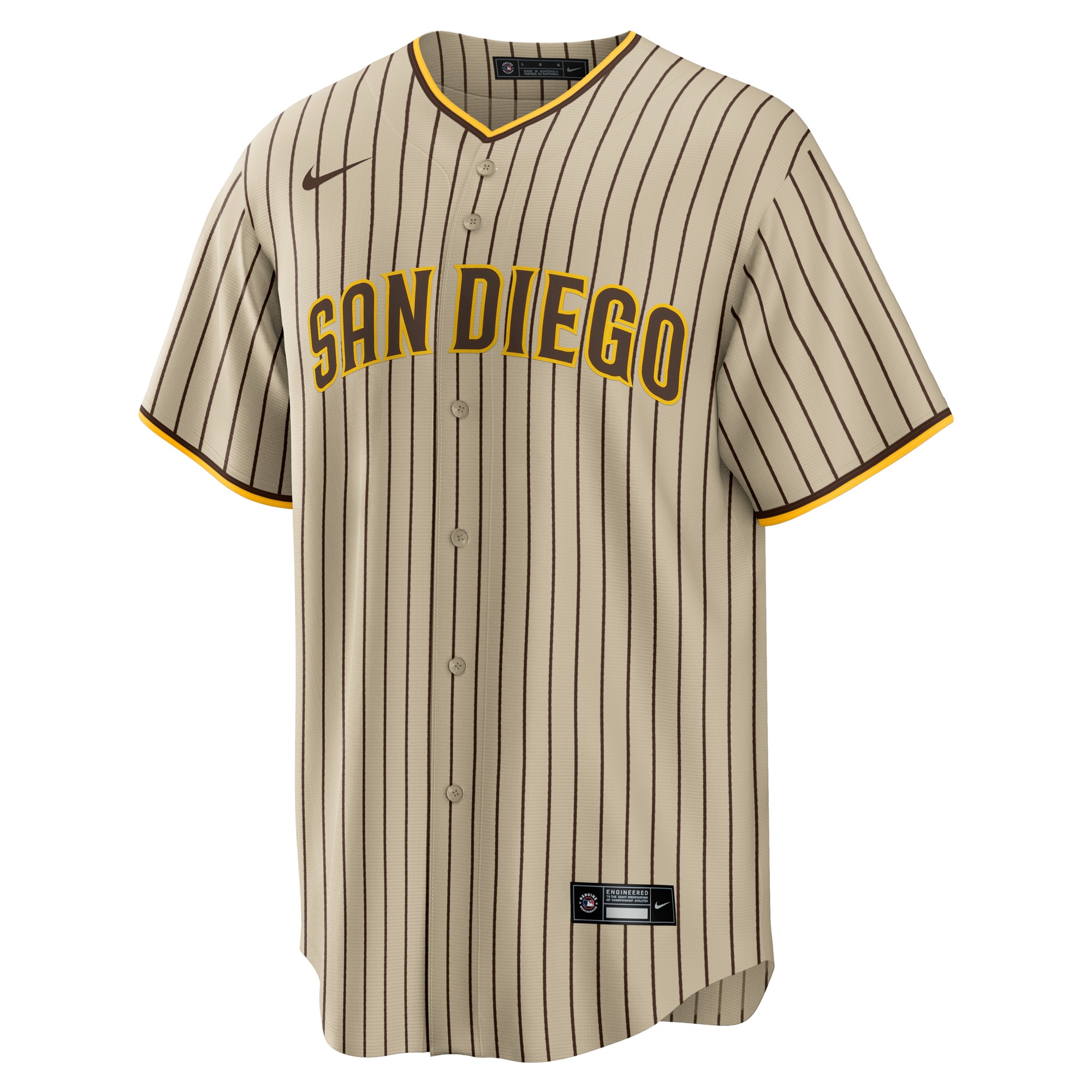 Alternative view of Men's San Diego Padres Brown Road Custom Jersey 