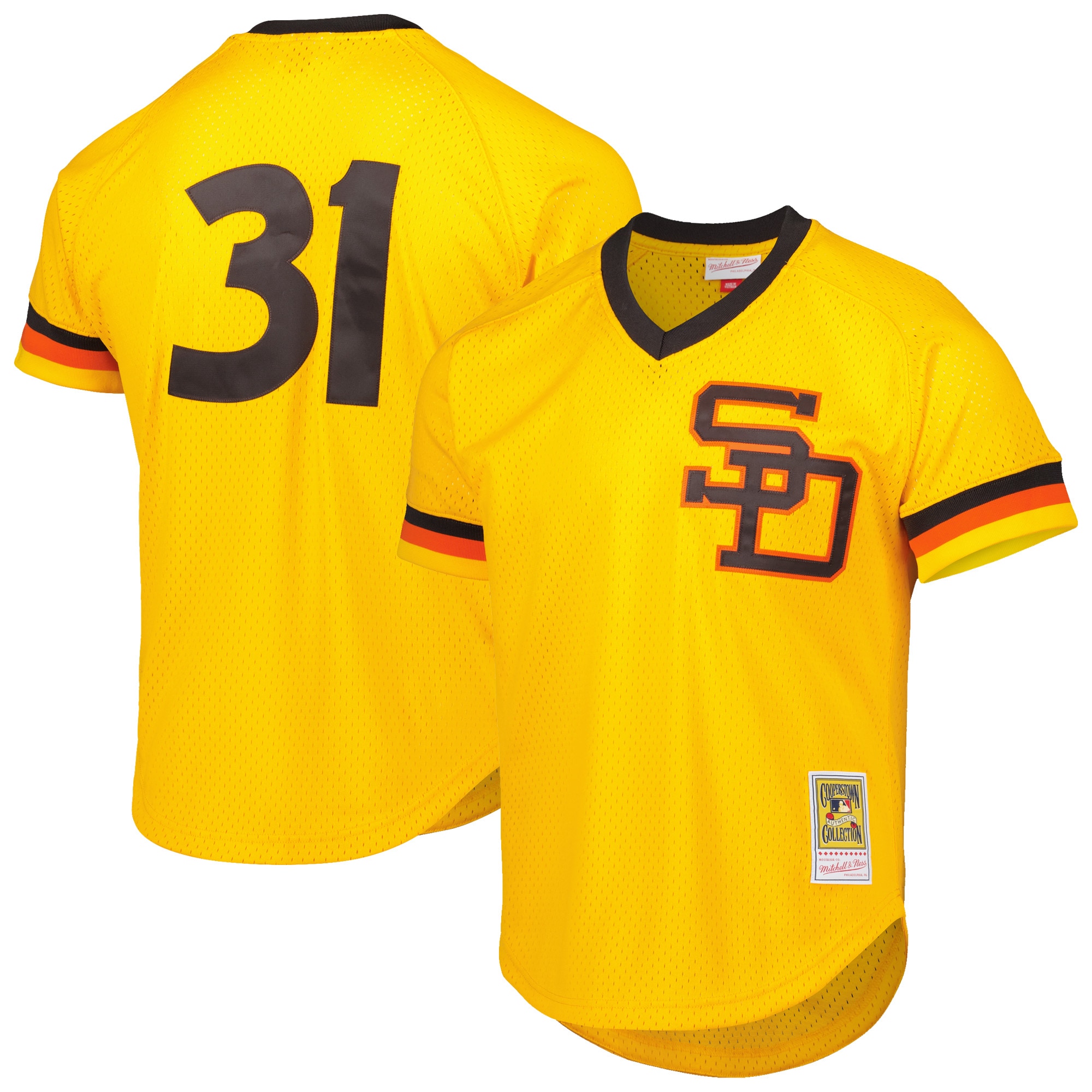 Men's San Diego Padres Dave Winfield Mitchell & Ness Gold Cooperstown Collection Mesh Batting Practice Jersey 