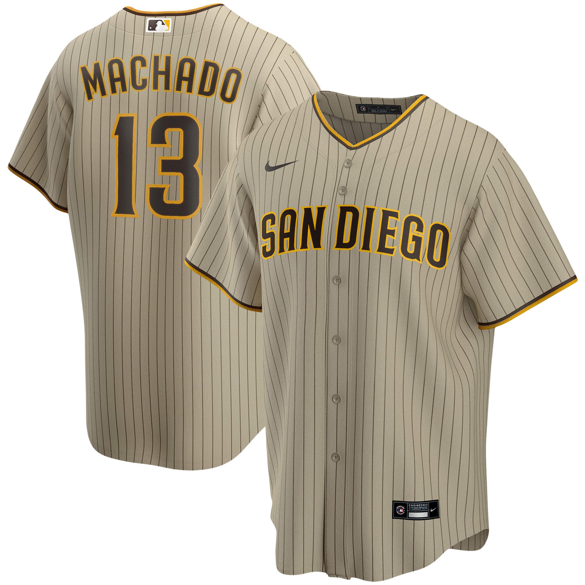 Men's San Diego Padres Manny Machado Tan Alternate Player Jersey 