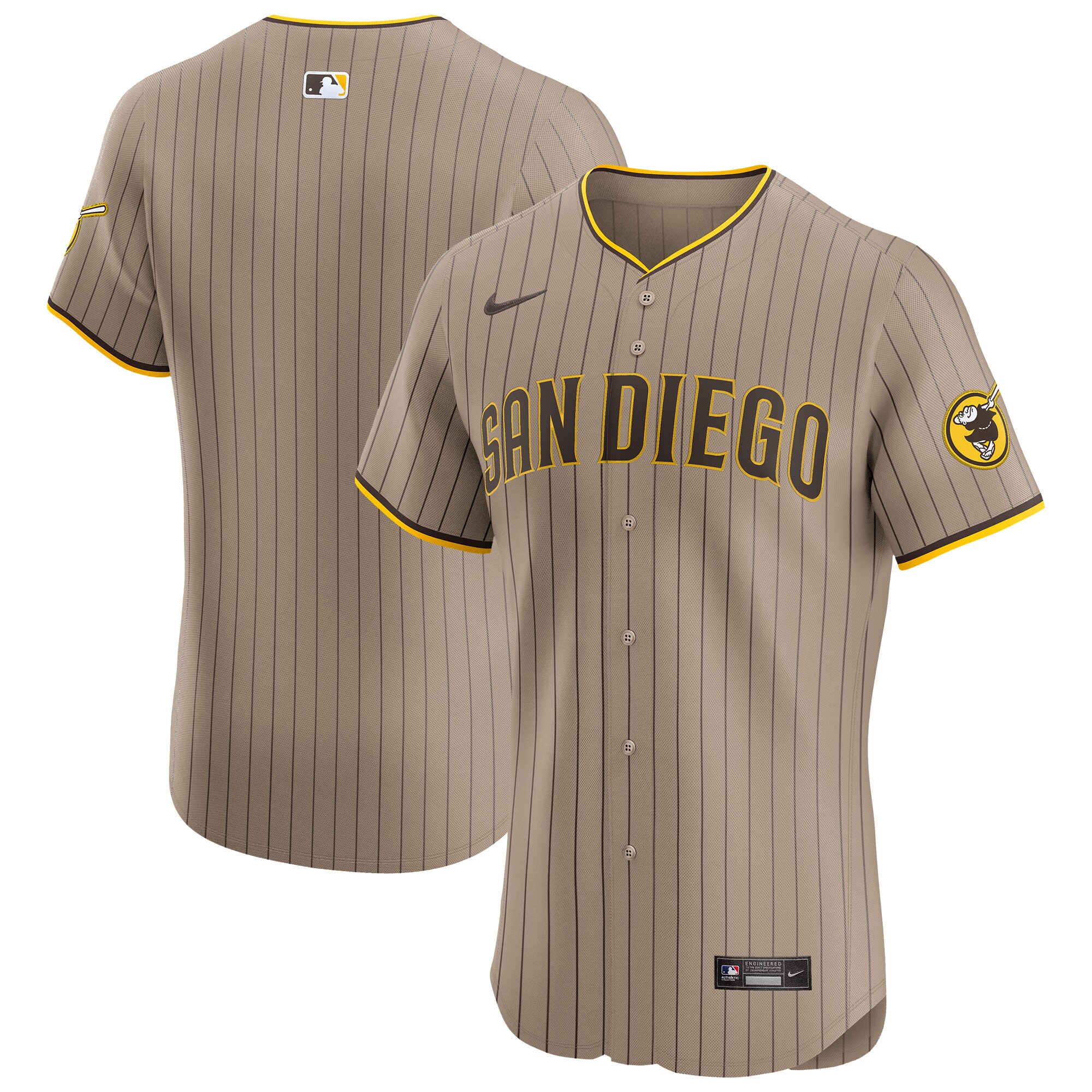 Men's San Diego Padres Sand Alternate Vapor Premier Elite Patch Jersey 