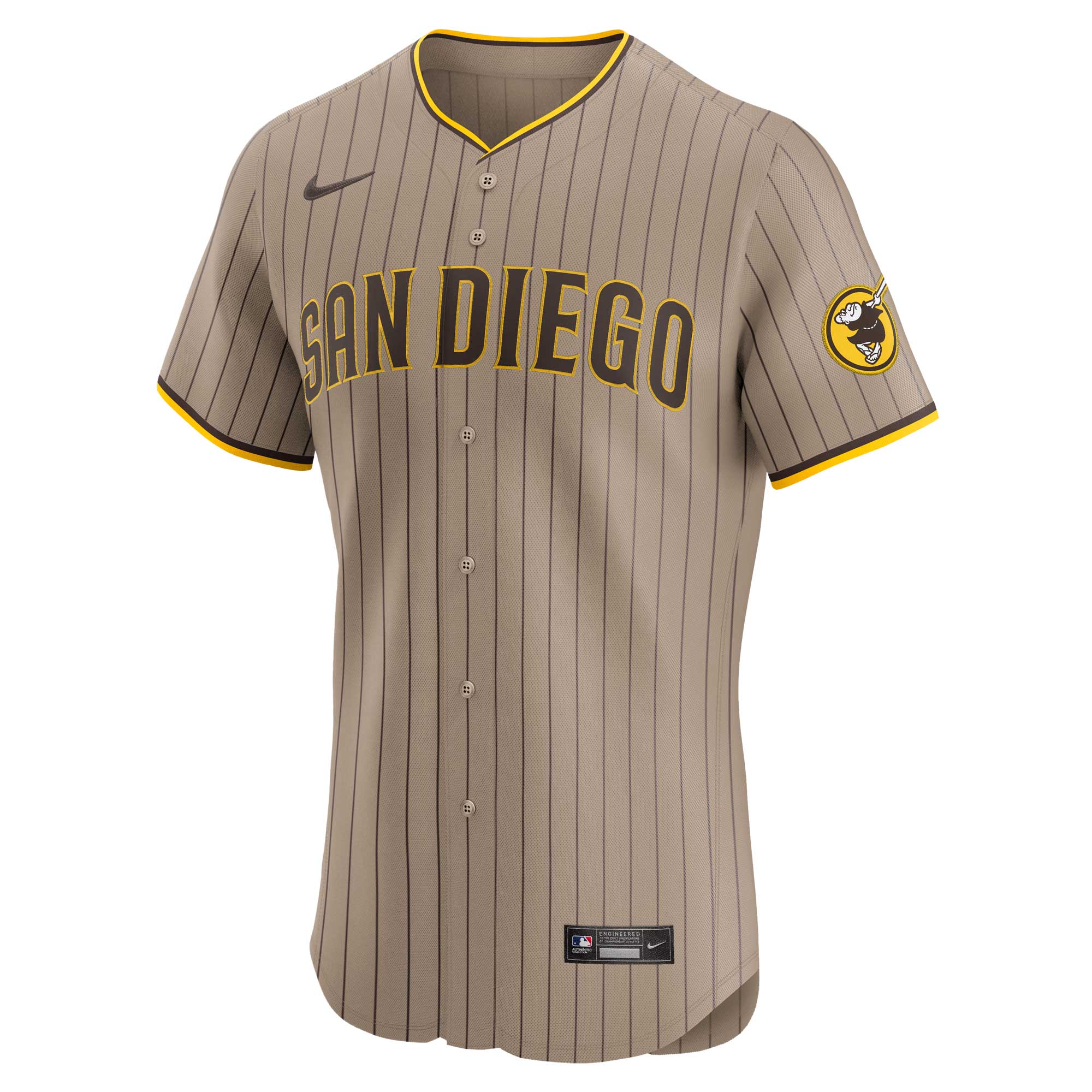 Alternative view of Men's San Diego Padres Sand Alternate Vapor Premier Elite Patch Jersey 