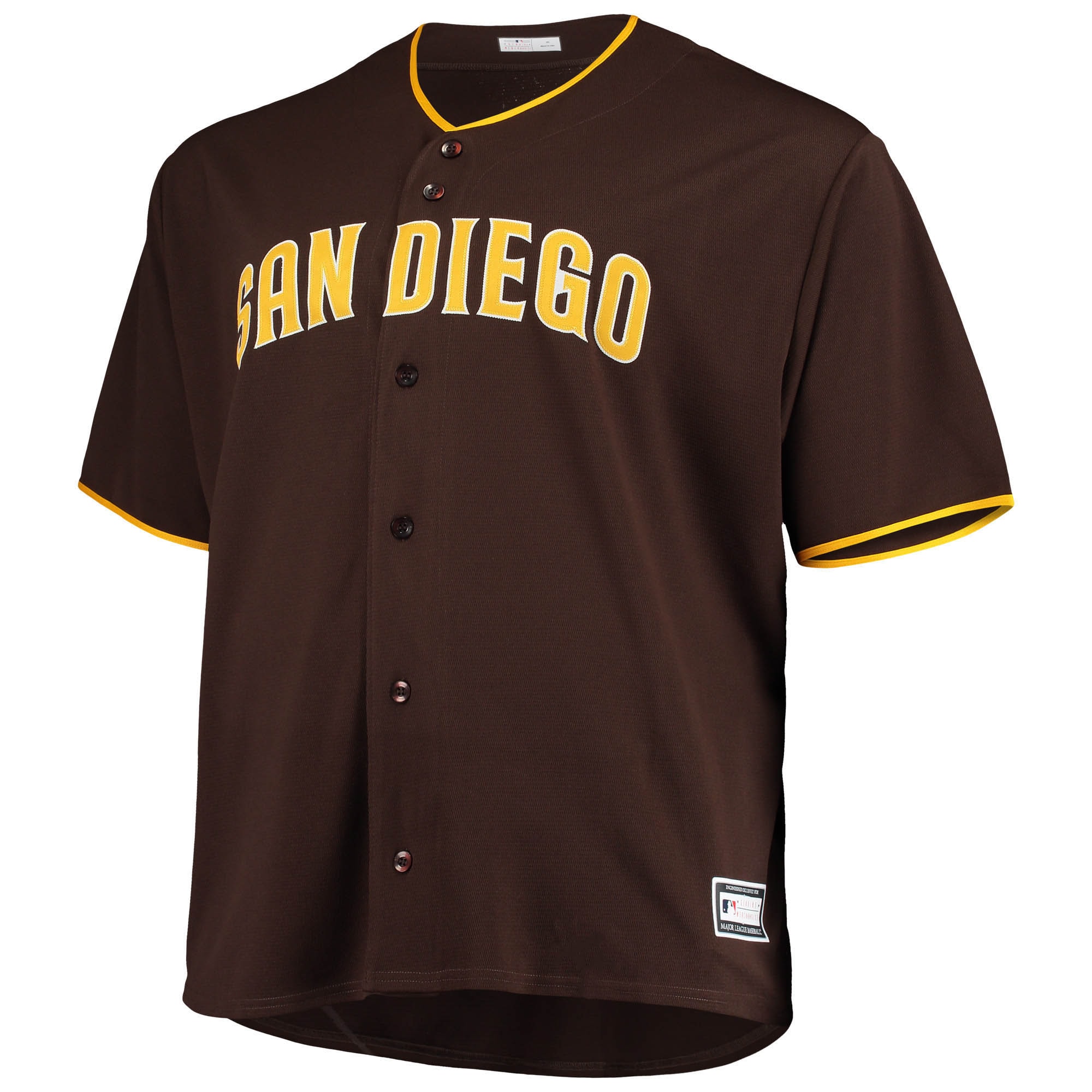 Alternative view of Men's San Diego Padres Sand/Brown Big & Tall Alternate Team Jersey 