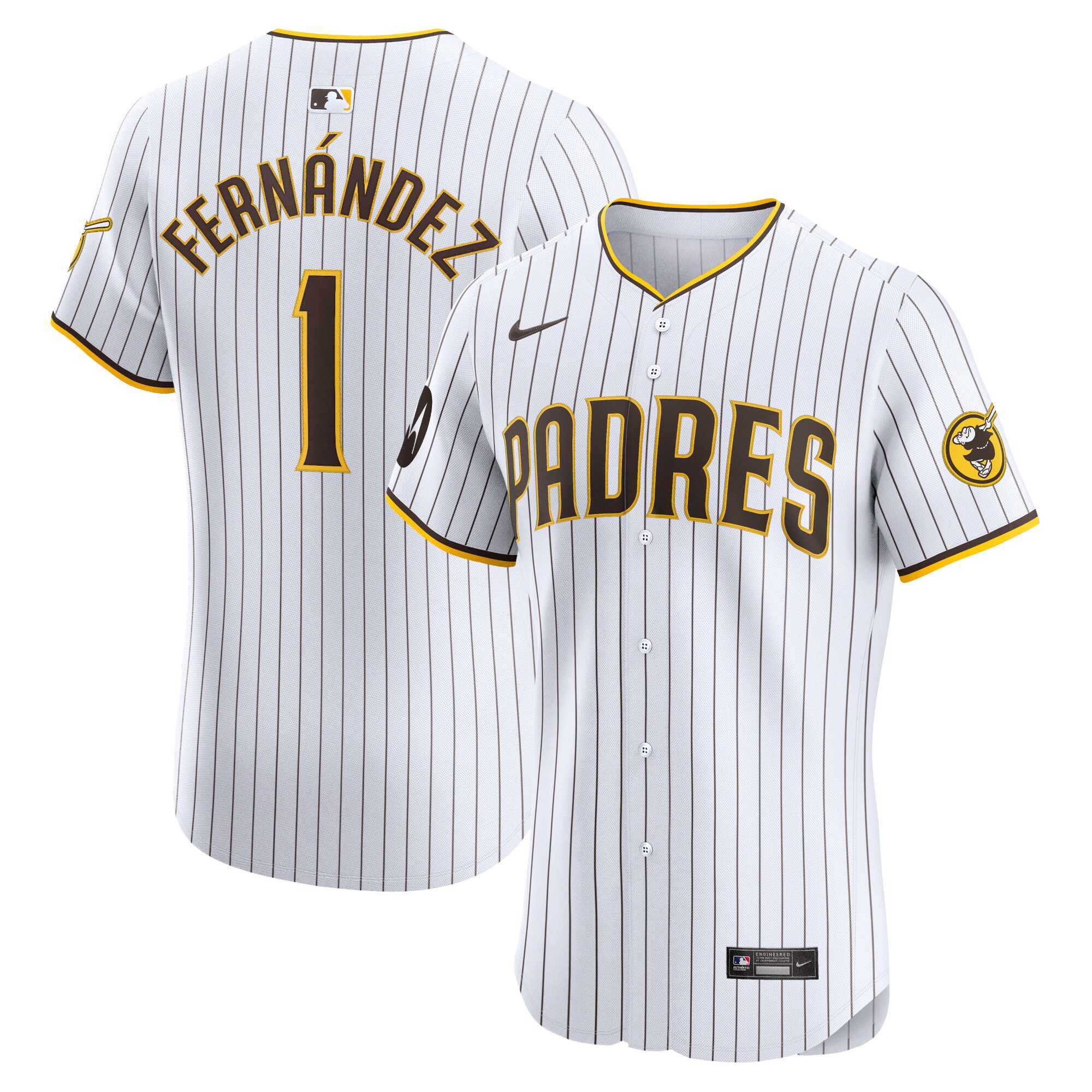 Men's San Diego Padres Tony Fernández White Home Elite Sponsor Patch Player Jersey 