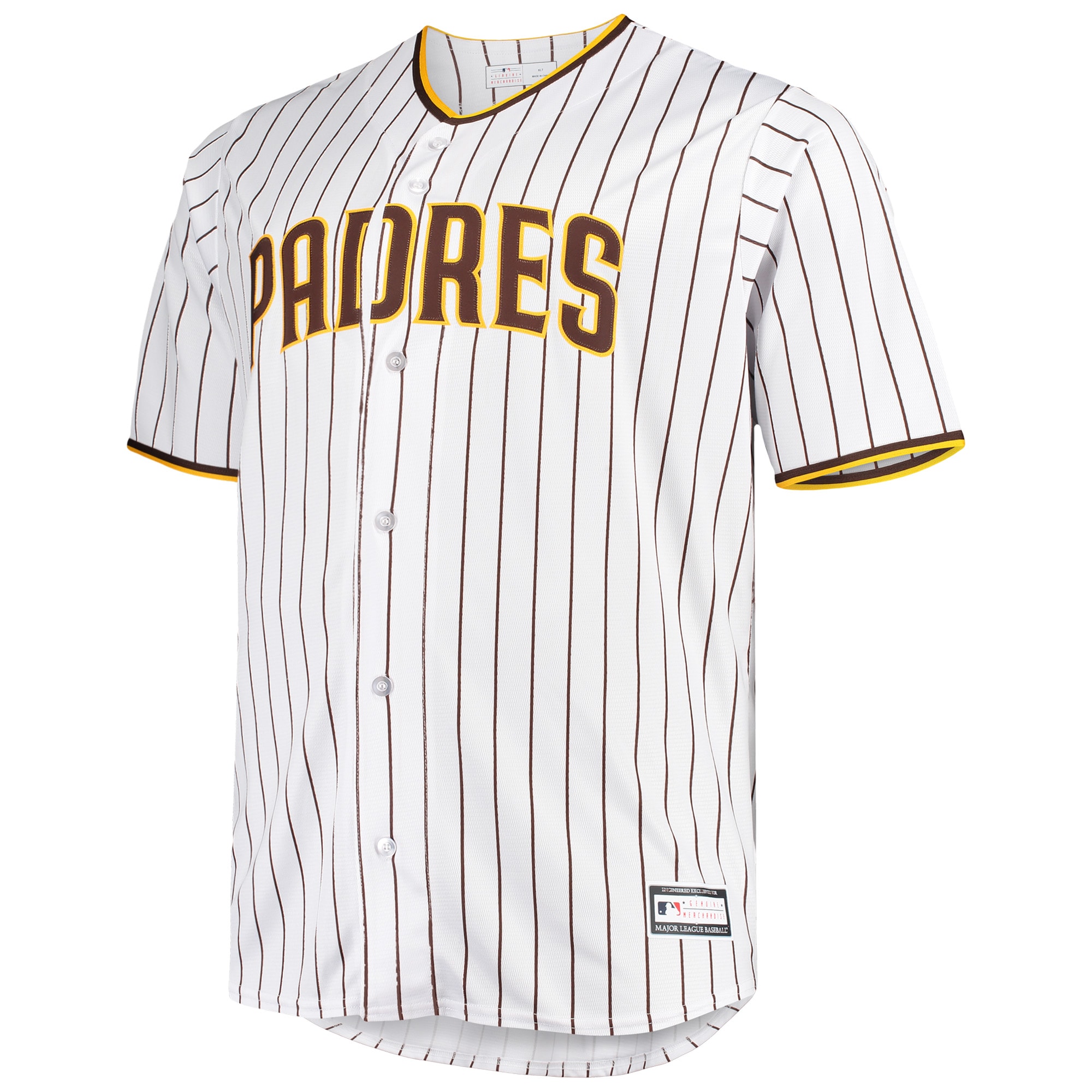 Alternative view of Men's San Diego Padres White/Brown Big & Tall Home Team Jersey 