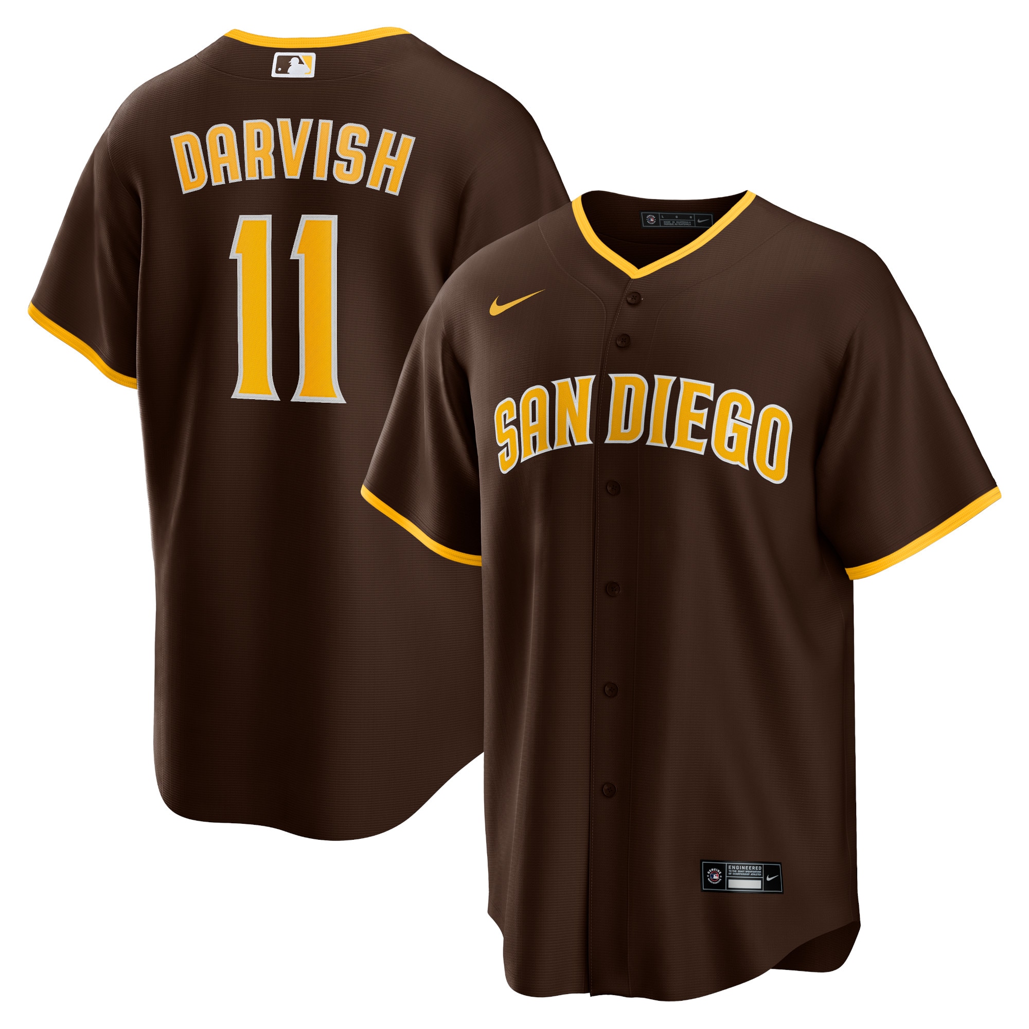 Men's San Diego Padres Yu Darvish Brown Alternate Player Jersey 