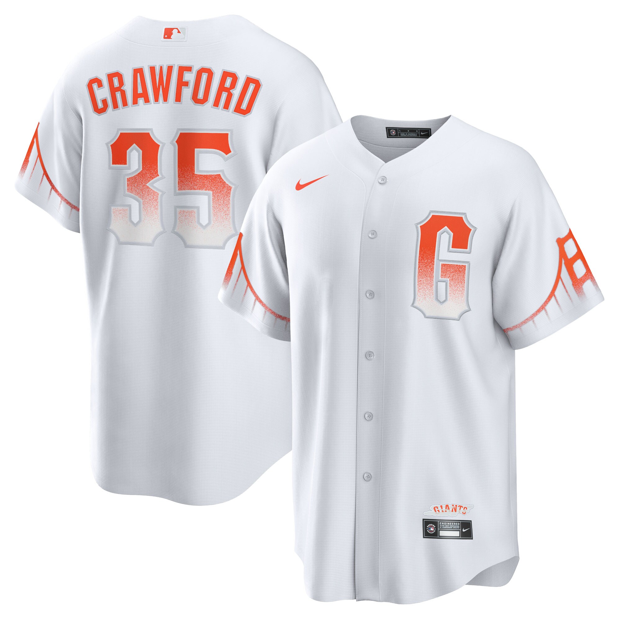 Men's San Francisco Giants Brandon Crawford White City Connect Player Jersey 