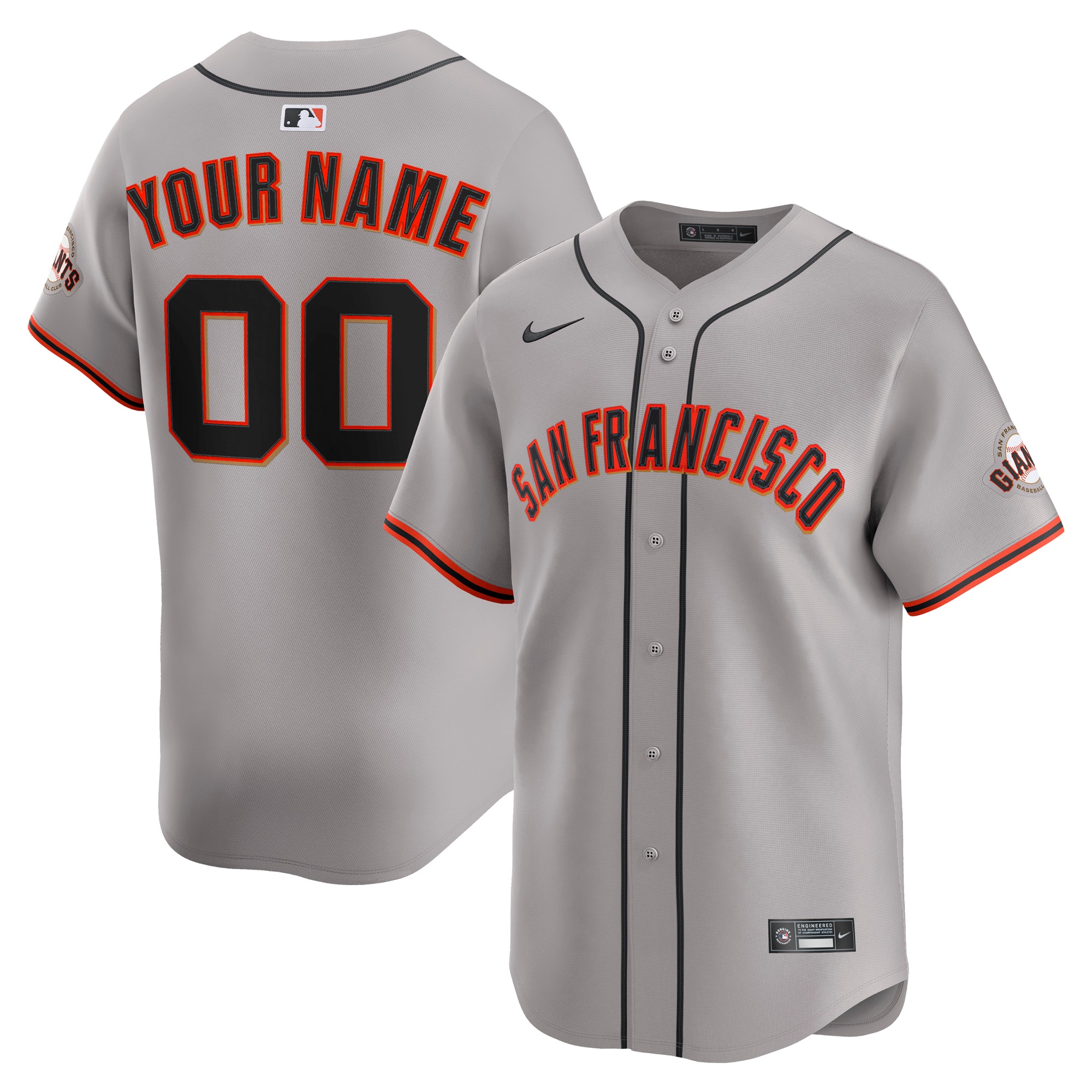 Men's San Francisco Giants Gray Away Limited Custom Jersey 