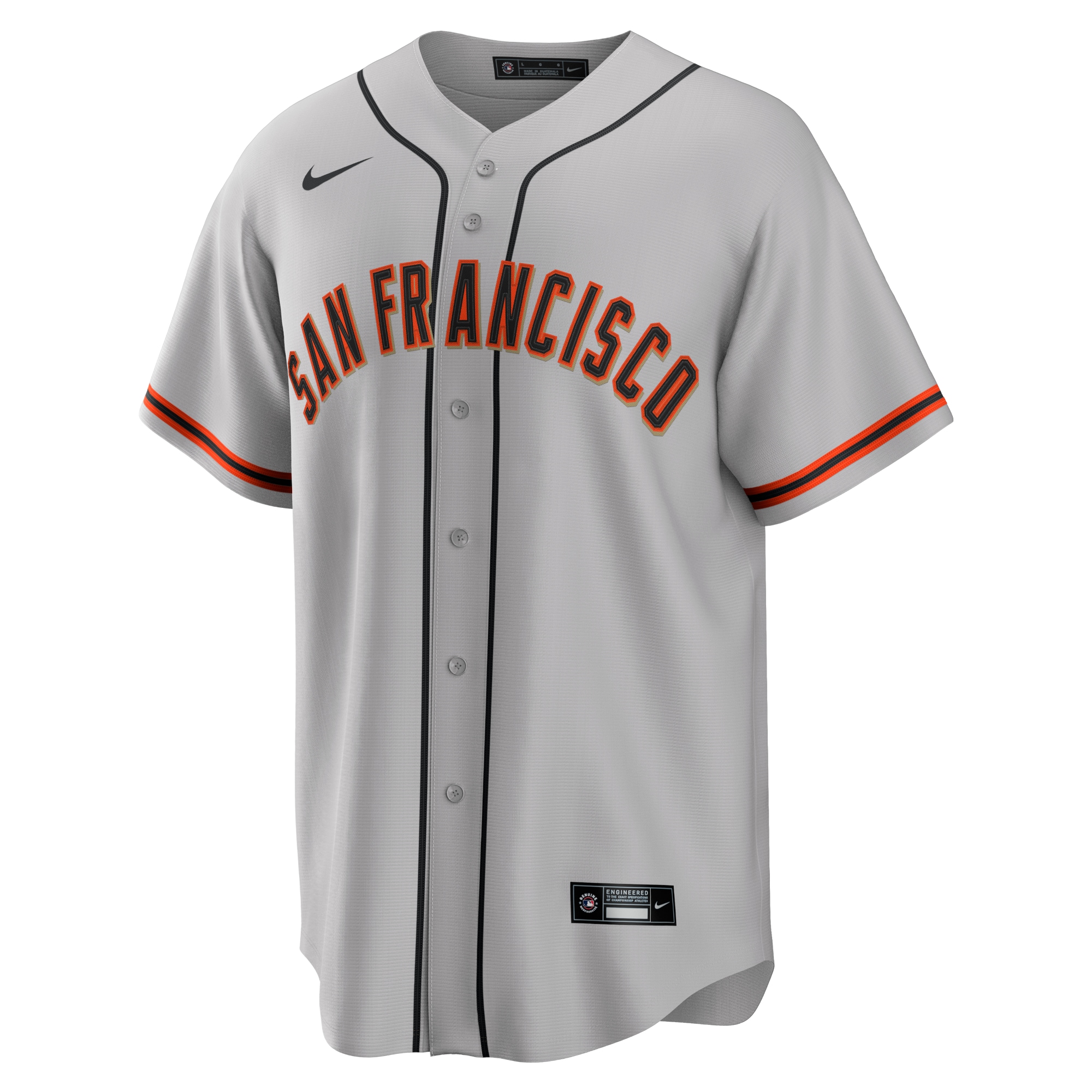 Alternative view of Men's San Francisco Giants Gray Road Team Jersey 