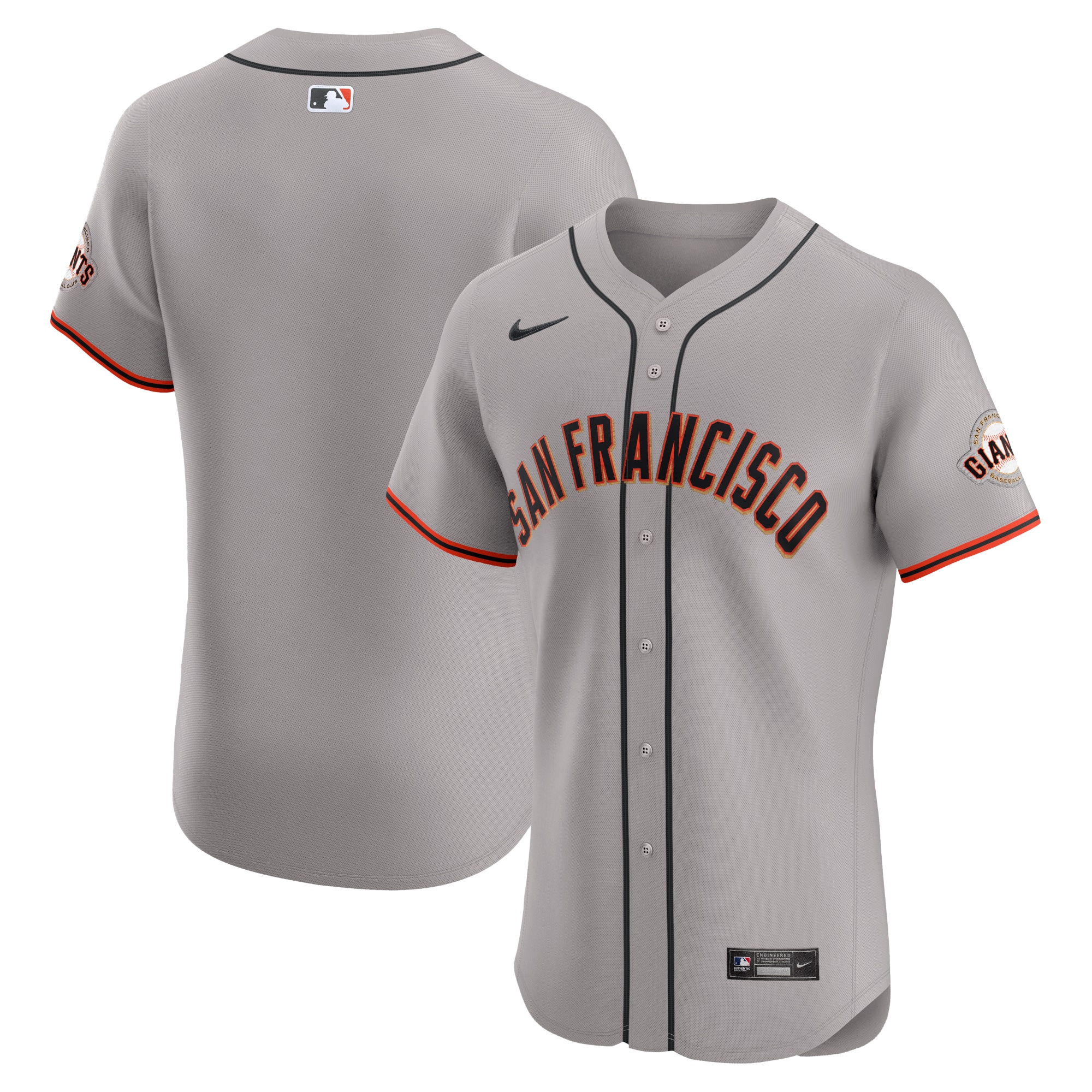 Men's San Francisco Giants Gray Road Vapor Premier Elite Patch Jersey 