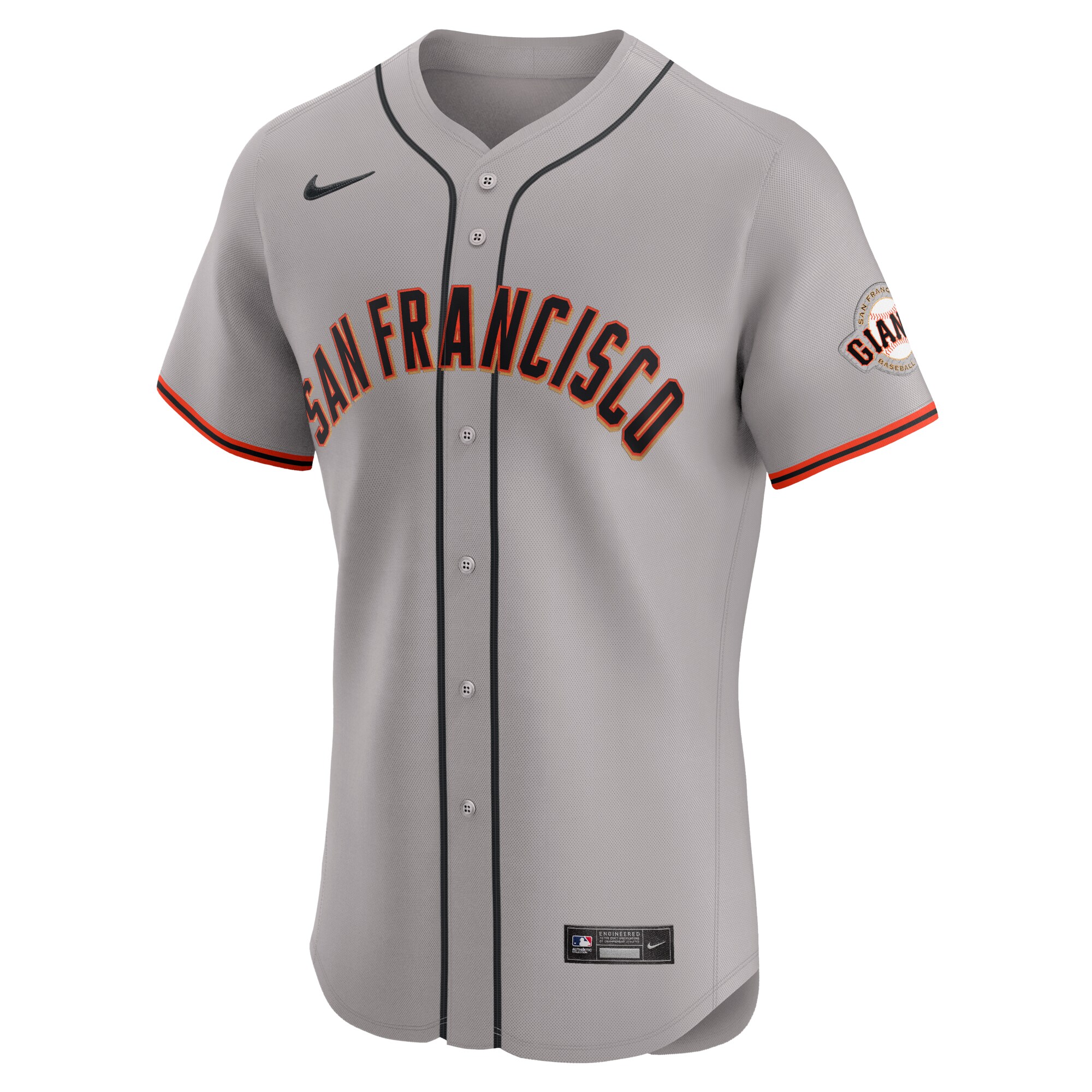 Alternative view of Men's San Francisco Giants Gray Road Vapor Premier Elite Patch Jersey 